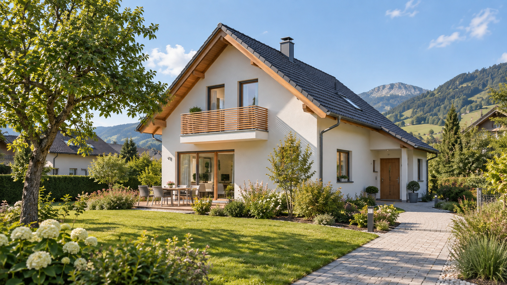 Gepflegtes österreichisches Wohnhaus mit Garten und sichtbarem Zugang
